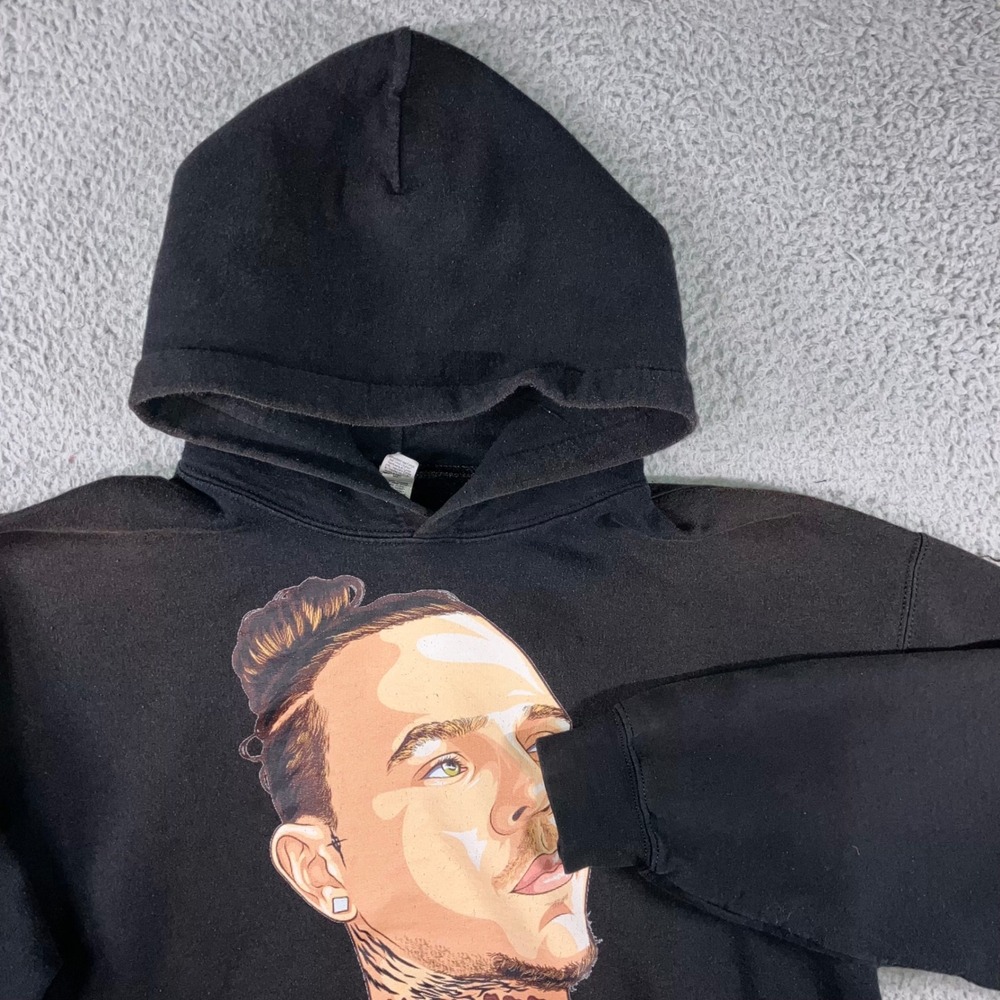 Burden Portrait Graphic Hoodie Men L Black Hip Hop Grunge Skater Gorpcore Street